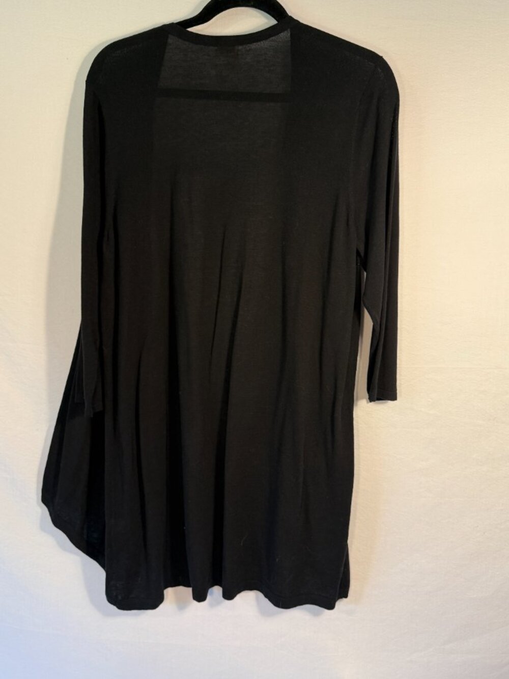 Chico's Black Open Front Cardigan Longline 3/4 Sleeve Lightweight Sz 2 L - Picture 3 of 3